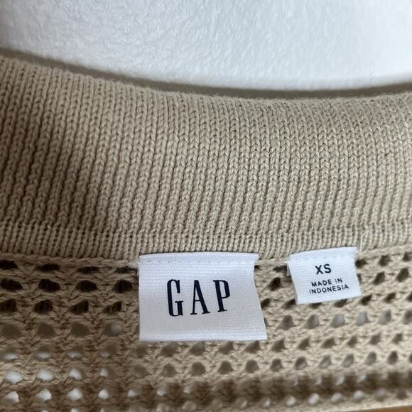 Gap Womens Preppy Nautical Striped Cotton Sweater Tan XS Sheer Coastal Beach - Picture 3 of 5